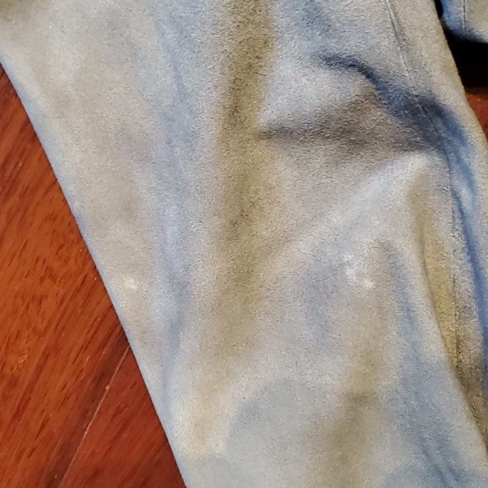 Taupe lamb suede distressed leather jacket - Picture 6 of 8